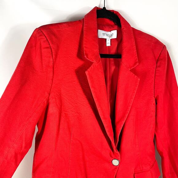 Derek Lam 10 Crosby Noah Blazer Red One-Button Jacket Cotton‎ Blend Sz 14 - Picture 7 of 14